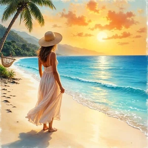 Digital Image Picture Photo Pic Wallpaper Background Summer Beach Tropical Islan - Picture 1 of 1