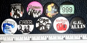Punk Rock Button Pins Lot Eater Protex GG Allin The Runaways The Boys Joan Jett - Picture 1 of 1