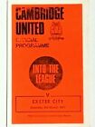 Cambridge United V Exeter City 6/3/1971 Football League Divsion Four. Rare.