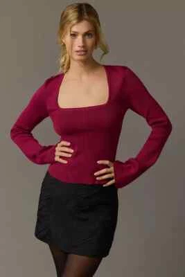 Nuevo con etiquetas Suéter Anthropologie Maeve Cuello Cuadrado Manga Campana Talla M Frambuesa GC203 Foto 1 de 4