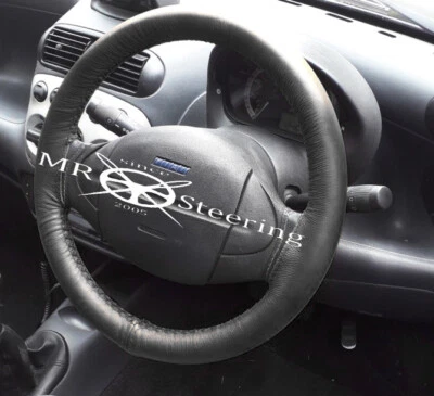 FOR FIAT SEICENTO 1997-2010 TRUE LEATHER STEERING WHEEL COVER DOUBLE STITCHING - Image 1 of 4