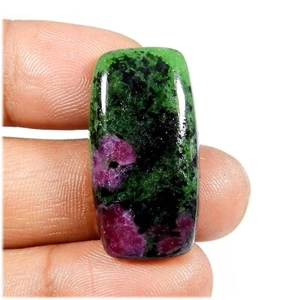Natural Green Red Ruby Zoisite Cabochon 31x16 mm Baguette Shape Gemstone #10501 - Picture 1 of 5