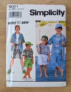 Simplicity 9001 Easy Boys Shorts Camp Shirt Cap Pattern Size 8-14 Uncut - Picture 1 of 2