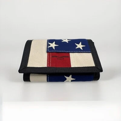 Saint Laurent Canvas Bifold Wallet America Flag Made in Italy - Image 1 of 4