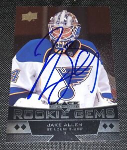 Jake Allen SIGNED 2012-13 UD Black Diamond Rookie Gems RC Card #245 Auto Blues