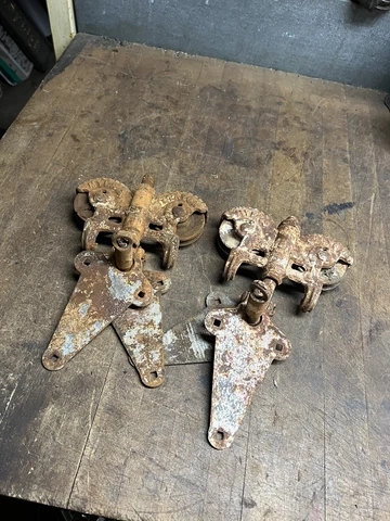 Antique Patina Myers Adjustable Stay On Cast Iron Barn Door Rollers Pair Set USA Cover