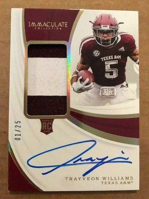 TRAYVEON WILLIAMS 2019 Immaculate Collegiate PATCH AUTO #1/25 true RPA Texas A&M - Image 1 of 2