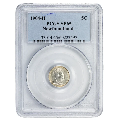 Newfoundland 1904-H 5 Cents Silver Coin - PCGS Specimen SP-65 Cover