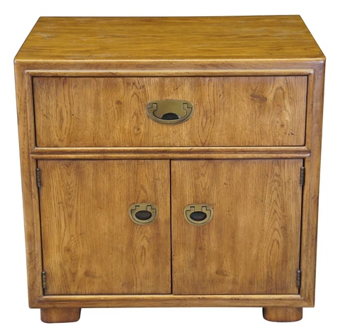 Vintage Drexel Heritage Passage Oak Campaign Chest Bedside End Table Nightstand Cover
