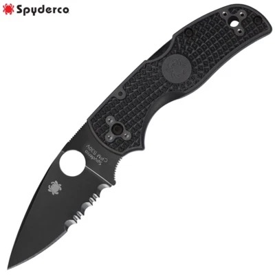 Spyderco Native 5 CPM-S30V Black Combo Blade Black FRN Handles C41PSBBK5 - Image 1 of 4