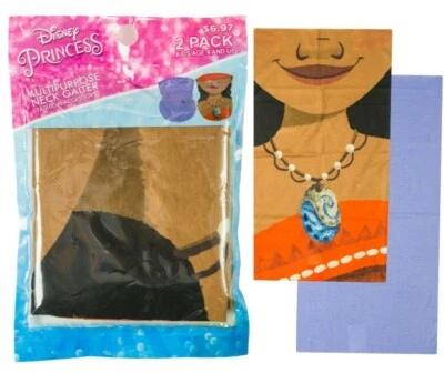 Totalmente Nuevo/Sellado "Paquete de 2 Máscaras Polaina Reutilizables para Niños Disney Princess Moana" 4+ Foto 1 de 3