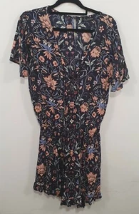 Volcom Blue Floral Boho Romper Playsuit Sz 10 petite - Picture 1 of 7