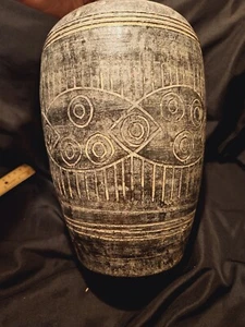 African Art Tall Vase Handmade Stoneware - Picture 1 of 8