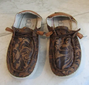 Hey Dude Wendy Ranch Saddle Brown Lace Up Sneaker Shoes Women 7 EU 38 - Picture 1 of 5