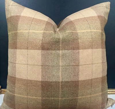 Ralph Lauren Barnfield Plaid Fawn Italian Wool Custom Pillow Cover All Sizes - Image 1 of 4