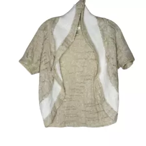 Sleeping On Snow Beige Short Sleeve Cardigan Sweater Size M Wool Blend Metallic - Picture 1 of 9