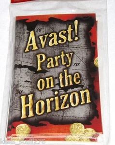 Pirate Birthday Party Invitations w/ env, Loot, Celebration 8p, Jolly Rogers NEW - Picture 1 of 2