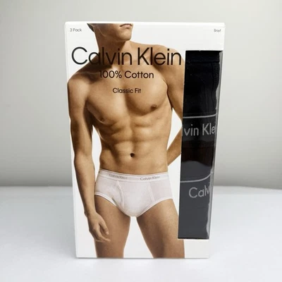 Paquete de 3 calzoncillos Calvin Klein para hombre 100 % algodón calce clásico negros talla XL NUEVOS Foto 1 de 4