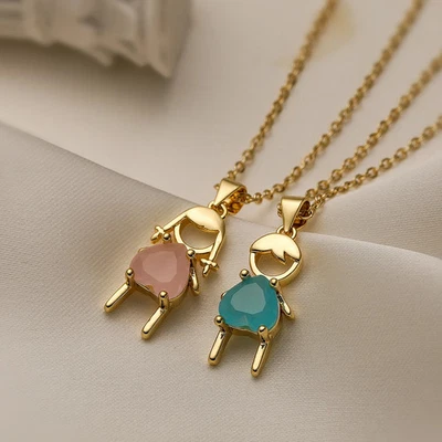 Cubic Zirconia Necklace Stainless Steel Pendant Chain Simple Women Jewelry - Image 1 of 4