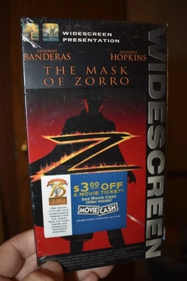 The Mask of Zorro VHS 1998 Widescreen Antonio Banderas Anthony Hopkins BRAND NEW Foto 1 de 3