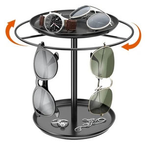 Rotatable Sunglass Holder Organizer, Sunglass Stand with 2 Storage Trays, Eye... - Foto 1 di 7