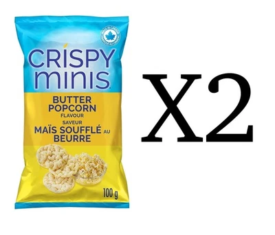 2x Palomitas de maíz Quaker Crispy Minis arroz integral chips mantequilla 100 g/3,5 oz de Canadá Foto 1 de 2