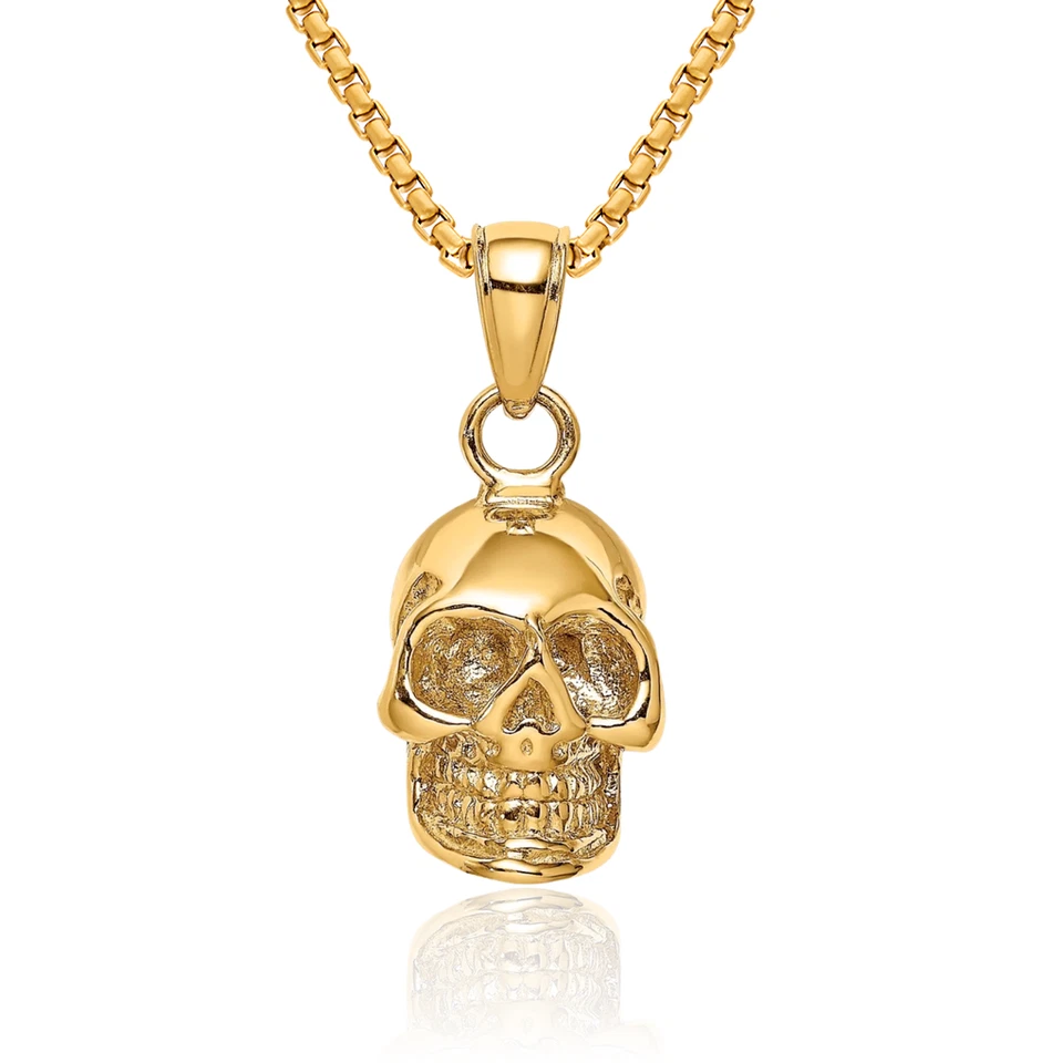 Collar calavera oro amarillo macizo 14K Foto 1 de 1