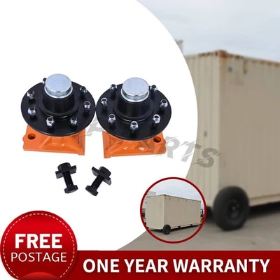 8 x 6.5 Lug 9000LB Orange Shipping Container Wheels, Bolt-on Spindle Kit - Image 1 of 4