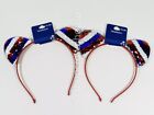 2 Red White & Blue Cat Ear Headbands - Costume Patriotic Cosplay