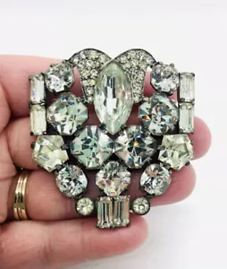 Clip de piel EISENBERG ORIGINAL forma inusual diamantes de imitación transparentes joyería vintage - Imagen 1 de 8