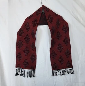 Vintage 1986 Ginnie Johansen 100% Wool Red Black Scarf - Picture 1 of 5