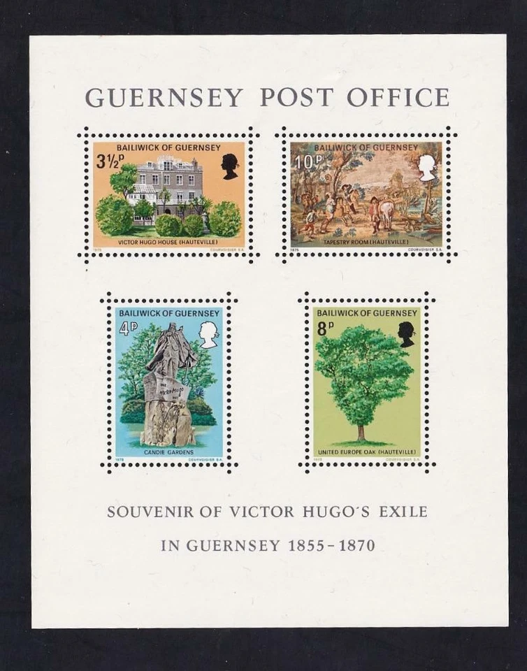 Guernsey 1975 writer Victor Hugo's Exile, MNH S/S of 4, sc#126a  [p73a] - Image 1 of 1