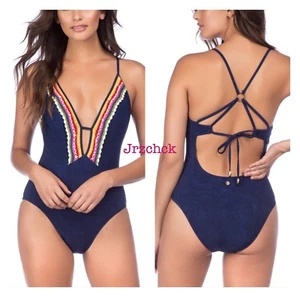 NWT Nanette Lepore Strappy Racerback One Piece Swimsuit Bathing Suit SZ S $160 - Picture 1 of 3