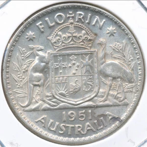 Australia 1951(m) One Florin 2/- George VI (Silver) - Uncirculated (E25437) - Foto 1 di 3