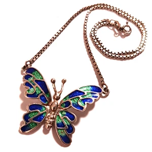 Sterling Enameled Butterfly Necklace Mexico? (1216) - Bild 1 von 5