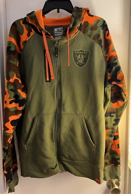 NFL Pro Line RAIDERS Sudadera con Capucha Para Hombres Grande Naranja Camuflada Cremallera Completa Fútbol Sudadera Foto 1 de 4