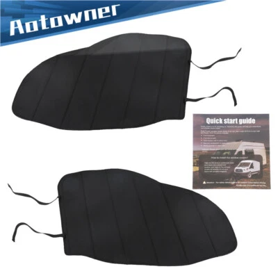 Pair Insultaed Blackout Front Door Window Covers For 2015-2022 Ford Transit Gray - Image 1 of 4