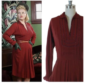 1940s Bloomfield Beaded Cabernet Cocktail Dress - Picture 1 of 13