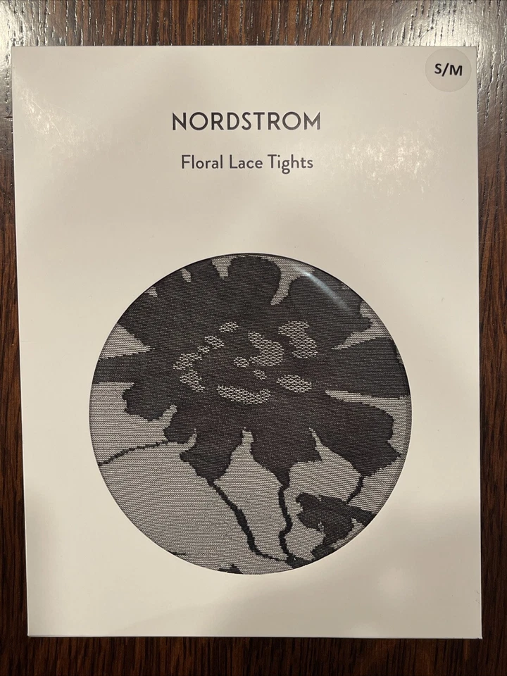 Medias Nordstrom de encaje floral negras talla S-M 30 denier Foto 1 de 4