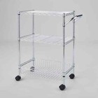 3 Tier Metal Utility Cart Chrome, Rolling Kitchen Storage, Adjustable Shelves