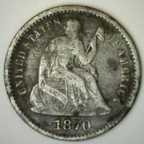 1870 Seated Liberty Silver Half Dime Coin US Type H10 Coin Cover
