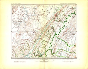 TENNESSE RIVER, NORTH CHATTANOOGA WATER DRAINAGE Antique Geology Map 1897 - Picture 1 of 1