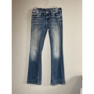 Miss Me Damen Jeans Größe 28 Denim Blau Boot Cut Strass Pailletten - Bild 1 von 11