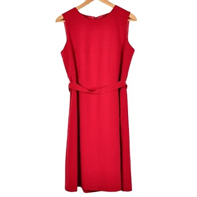Vestido justo Studio I vermelho sem mangas com cinto 8P midi cintura amarrada feminino pequeno - Imagem 1 de 4