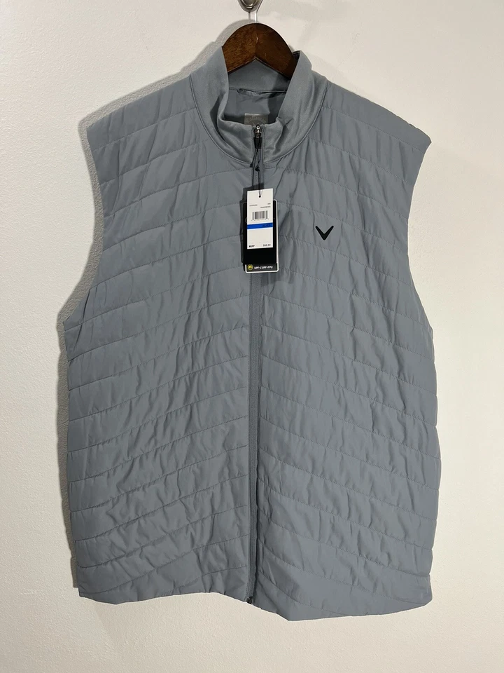 Callaway XL Mens Quilted Full Zip Puffer Golf Vest Tradewinds Gray