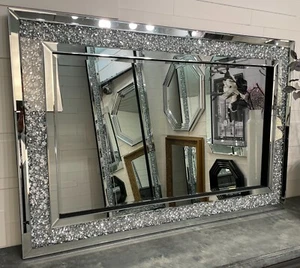 X Large Gatsby Mirror Glitzy Diamond Crystal Mirror 120cm x 80cm Fabulous Mirror - Picture 1 of 8