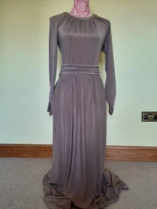 Beige jersey maxi dress size 12 - Picture 1 of 5
