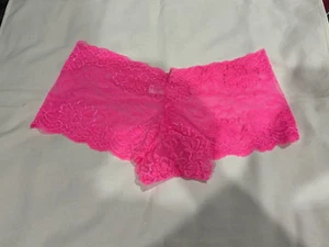 Boyshorts panty for women Sz XL Hot Pink Lace Waist Low Rise Floral Panties - Picture 1 of 1