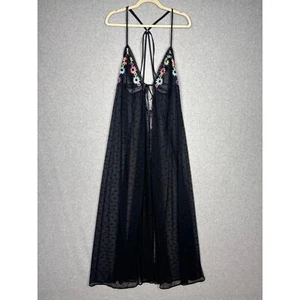Savage X Fenty Womens 1X Free Spirit Floral Embroidery Night Slip Maxi Cute Goth - Picture 1 of 15