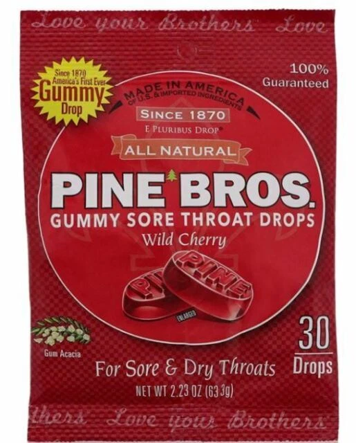 Pine Bros. Gummy Sore Throat Cough Drops Wild Cherry - 2.23oz